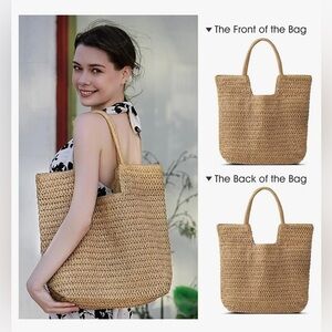 Straw Beach Bags for Women - Summer Woven Tote Bag Shoulder Handbags handwoven